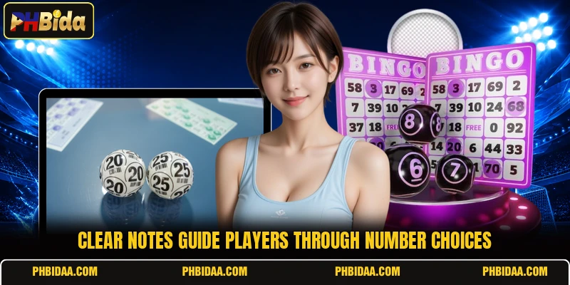 Clear notes guide players through number choices