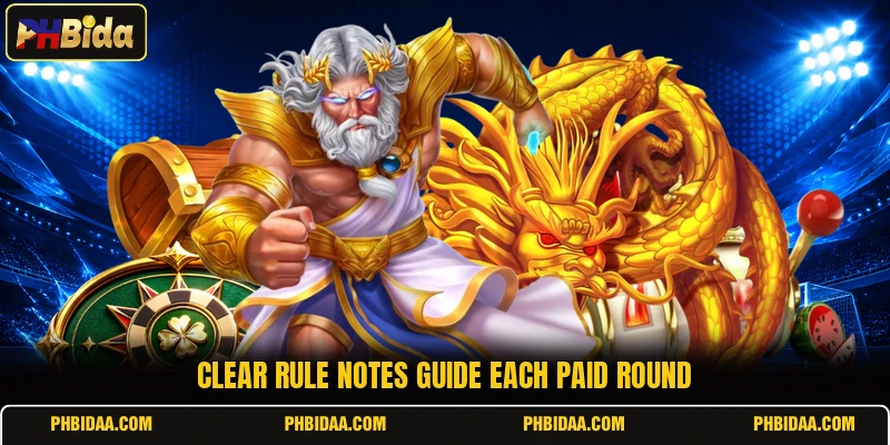 Clear rule notes guide each paid round