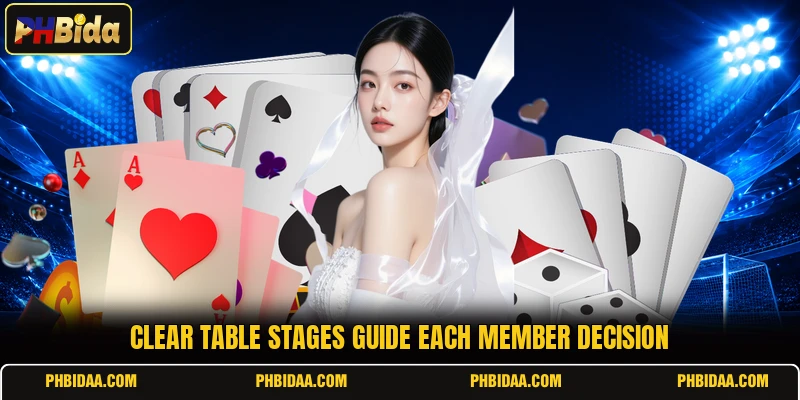 Clear table stages guide each member decision