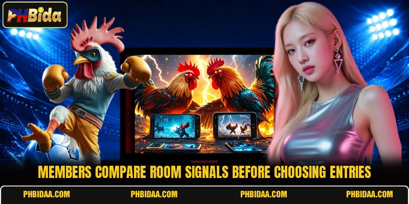 Members compare room signals before choosing entries