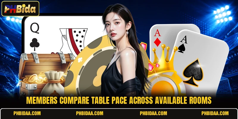 Members compare table pace across available rooms