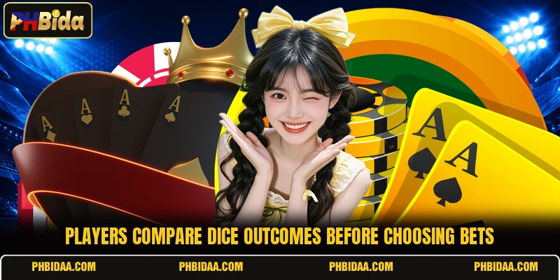 Players compare dice outcomes before choosing bets