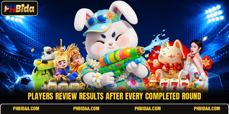 Players review results after every completed round