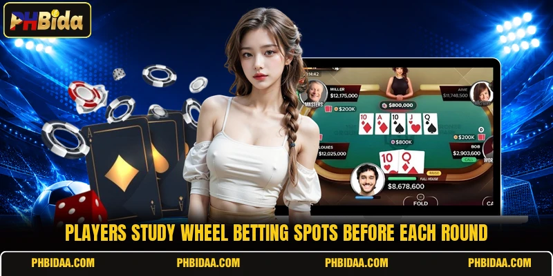 Players study wheel betting spots before each round