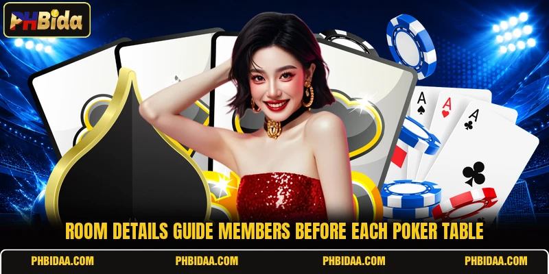 Room details guide members before each poker table