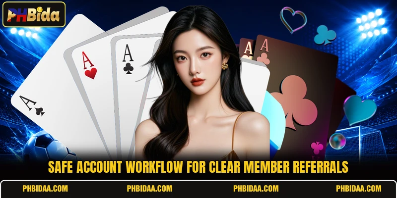 Safe account workflow for clear member referrals