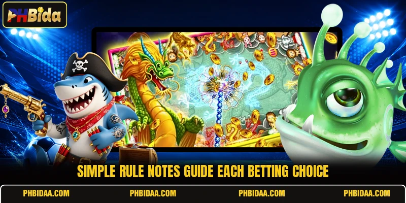 Simple rule notes guide each betting choice
